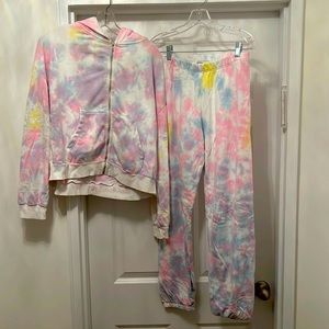 Wildfox tie dye zip up hoodie and jogger set